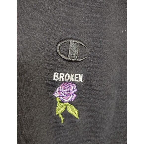 Broken Promises x Champion Sweatshirt Embroidered Rose Streetwear Men's Large - Picture 3 of 6